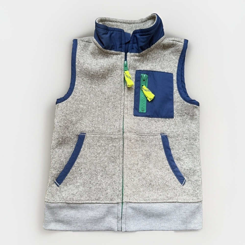 J CREW Crewcuts Sweater Fleece Vest Boys Toddler Sz 3 Zip Fleece Preppy Outdoor